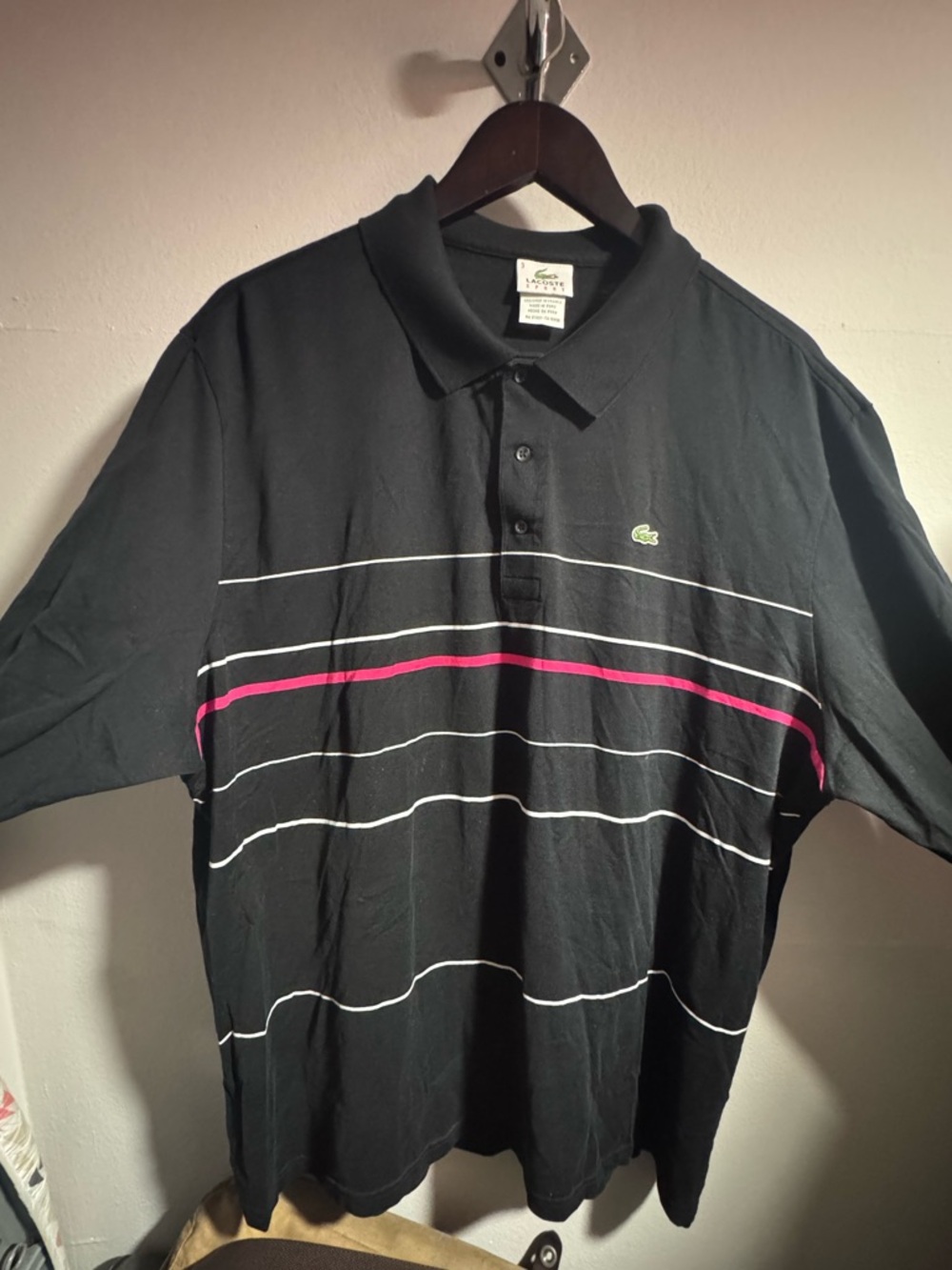 XXL Lacoste Men’s Black long sleeve Polo Shirt